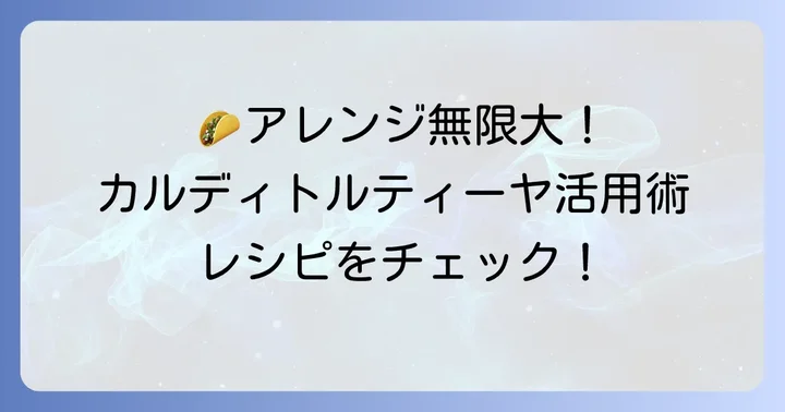 カルディコーン トルティーヤを使った絶品アレンジレシピ