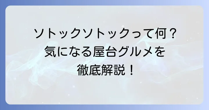 ソトックソトックとは？その魅力と基本情報