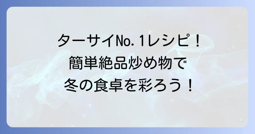 ターサイレシピ人気1位！簡単絶品炒め物と美味しい食べ方を徹底解説