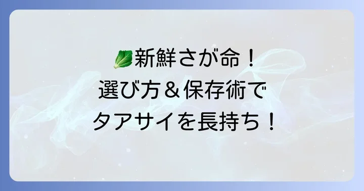 タアサイの選び方と保存方法