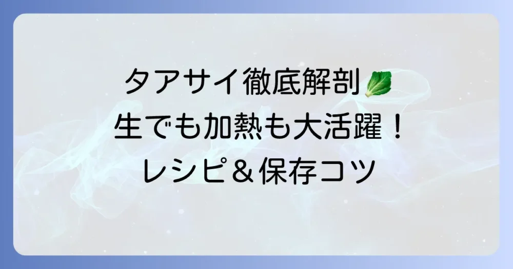 タアサイの食べ方を徹底解説！生食も加熱も美味しい調理法と保存のコツ