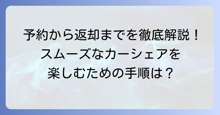 タイムズカーシェアの予約から返却までの進め方