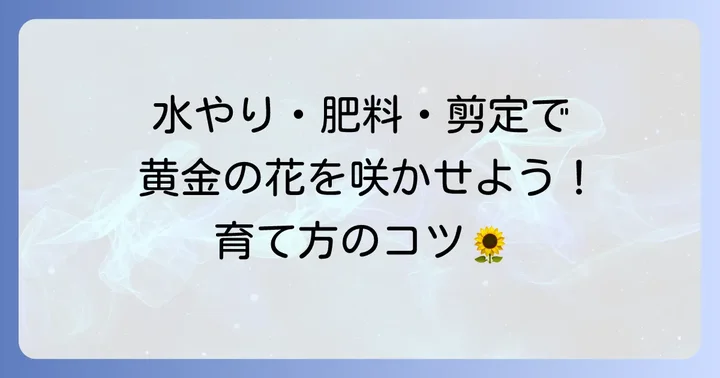 毎日の手入れで満開を維持：水やり・肥料・剪定