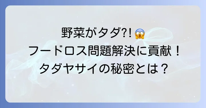 タダヤサイとは？フードロス削減を目指す無料野菜サービス
