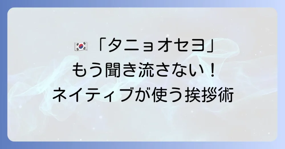 韓国語の「タニョオセヨ」の意味と使い方を徹底解説！自然な会話で役立つ表現
