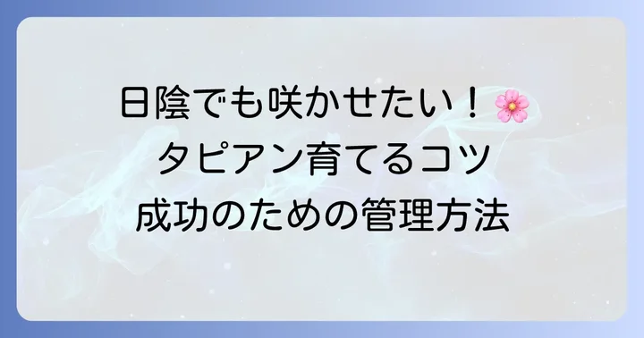 日陰でタピアンを育てる際の具体的なコツと管理方法