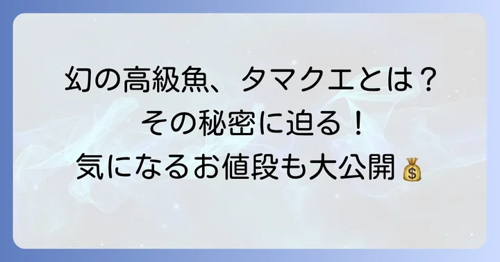 タマクエとは？なぜこれほどまでに珍重されるのか