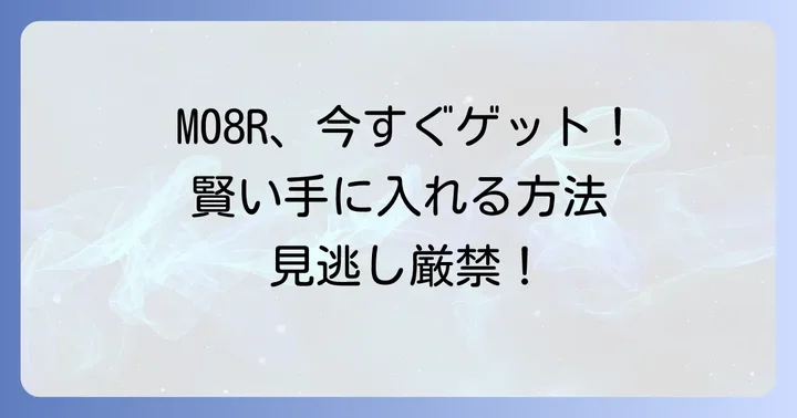 タミヤM08Rを今すぐ手に入れるには？賢い入手方法と注意点