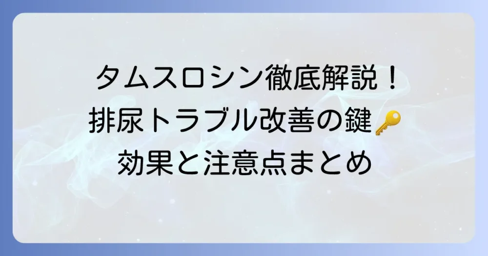 タムスロシンの作用機序を徹底解説！前立腺肥大症の排尿トラブルを改善する仕組みと効果