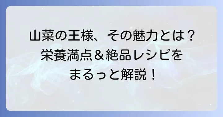 タラの芽の魅力とは？栄養と美味しい食べ方