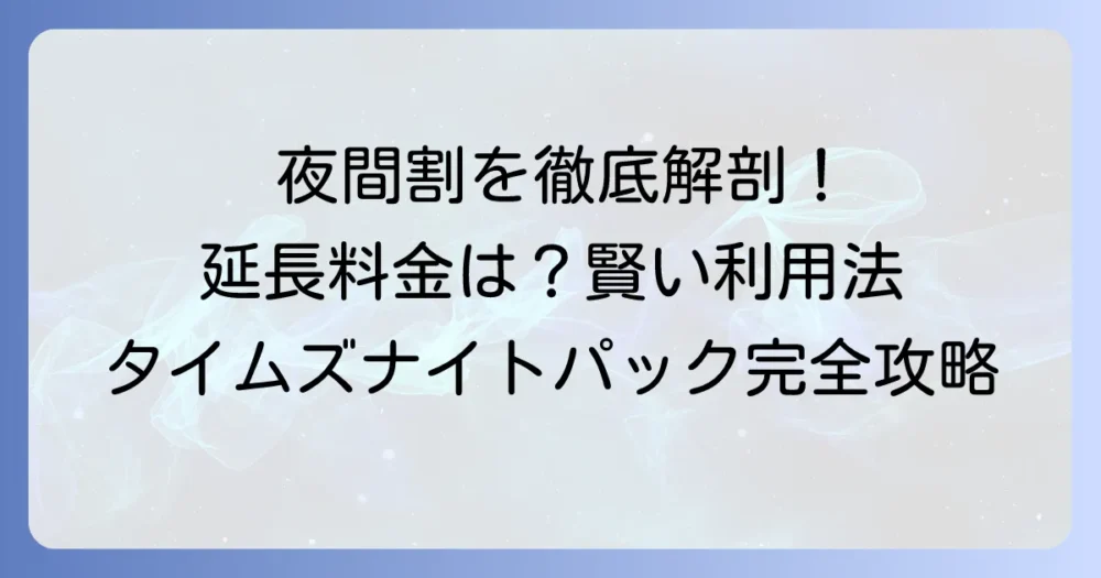 タイムズナイトパック延長時の料金と賢い利用方法を徹底解説