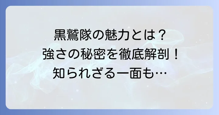 タソガレドキ忍者黒鷲隊の強みと魅力