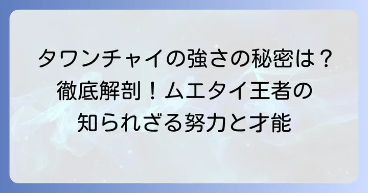 タワンチャイの強さの根源を徹底分析