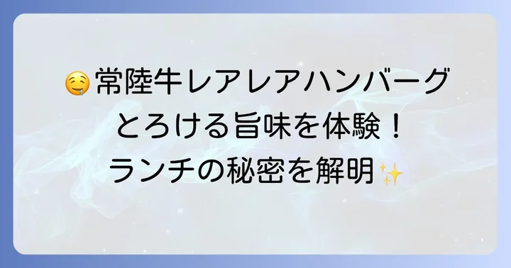 タヴェルナハンバーグのランチメニューと人気の秘密