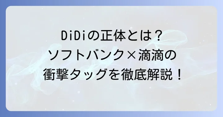 ディディモビリティジャパンの概要とサービス展開