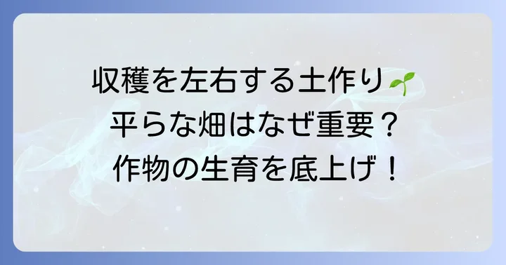なぜトラクターで畑を平らに耕すことが重要なのか