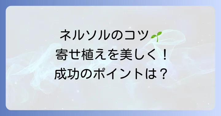 ネルソルの正しい使い方と多肉植物寄せ植えのコツ