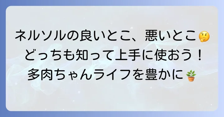ネルソルを使うメリットと知っておきたいデメリット