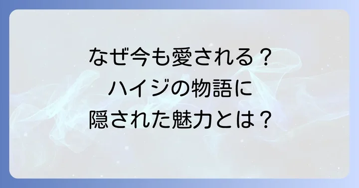ハイジの世界が今も愛される理由