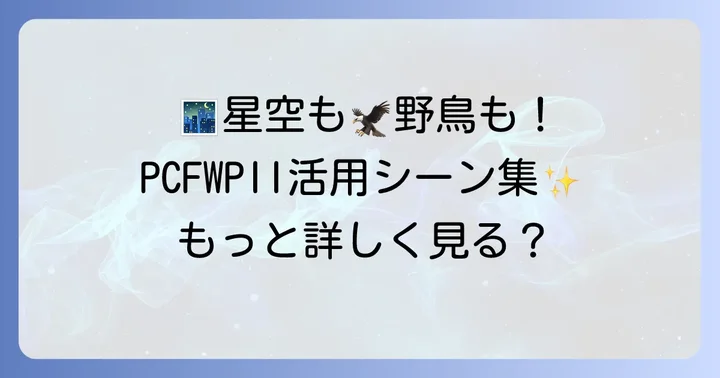 PCFWPIIを最大限に活かす!おすすめの活用シーン