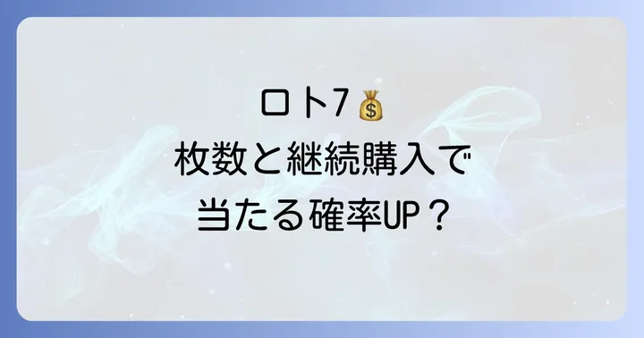 ロト7購入枚数と継続購入の考え方