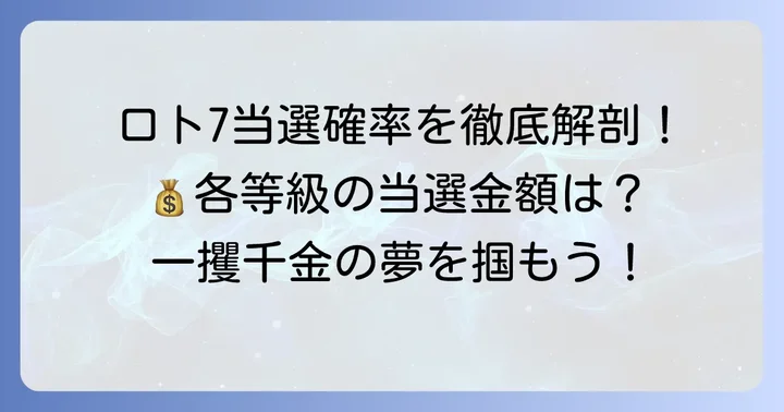ロトセブン確率を徹底解剖！各等級の当選確率と当選金額