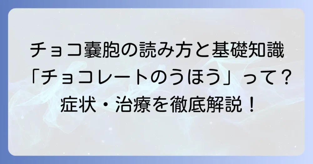 「チョコレート嚢胞」の正しい読み方と知っておきたい基礎知識を徹底解説