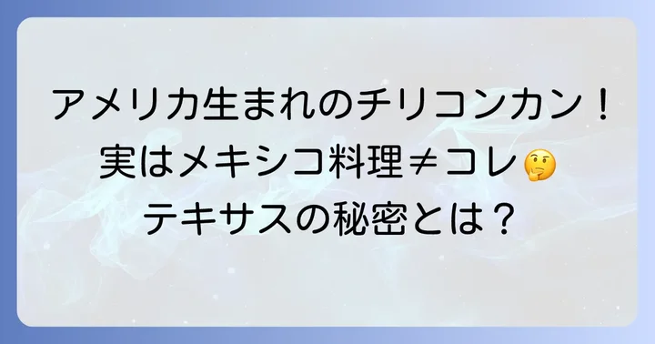チリコンカンはアメリカ生まれのテキサス料理！メキシコ料理との違い