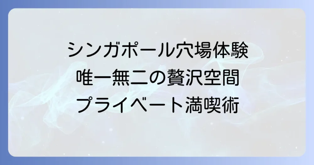 チャーターボックスシンガポール：唯一無二のプライベート体験を徹底解説