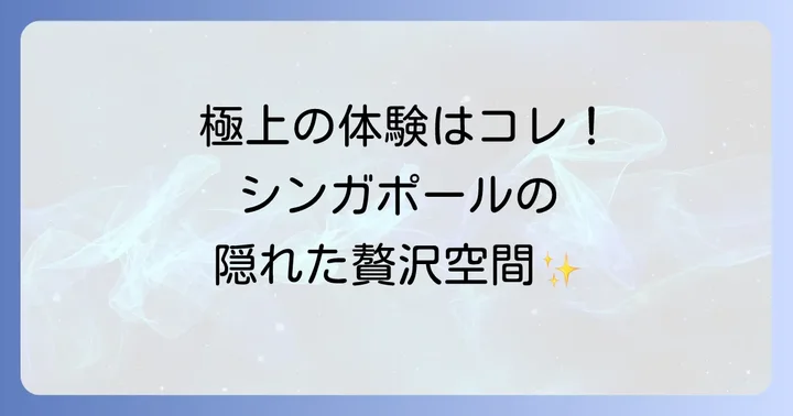 シンガポールで叶えるチャーターボックスのような極上体験の種類