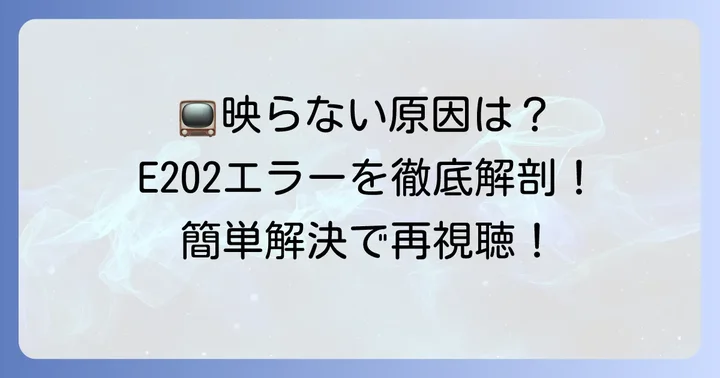E202エラーとは？東芝レグザで地デジが映らない原因を理解する