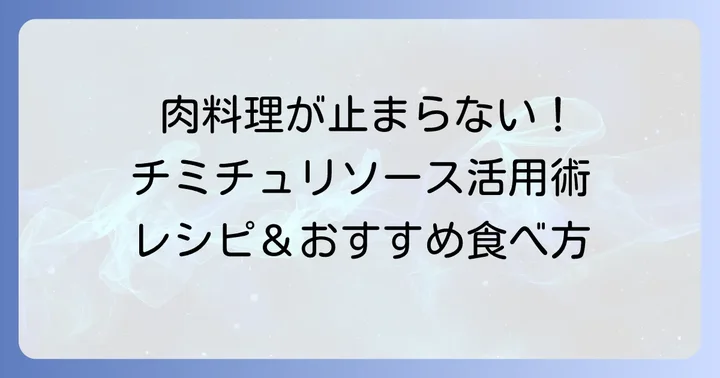 チミチュリソースの多様な活用方法とおすすめの食べ方
