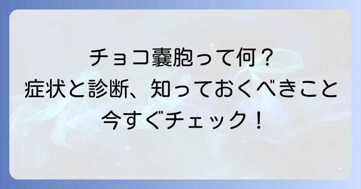 チョコレート嚢胞とは？症状と診断の進め方