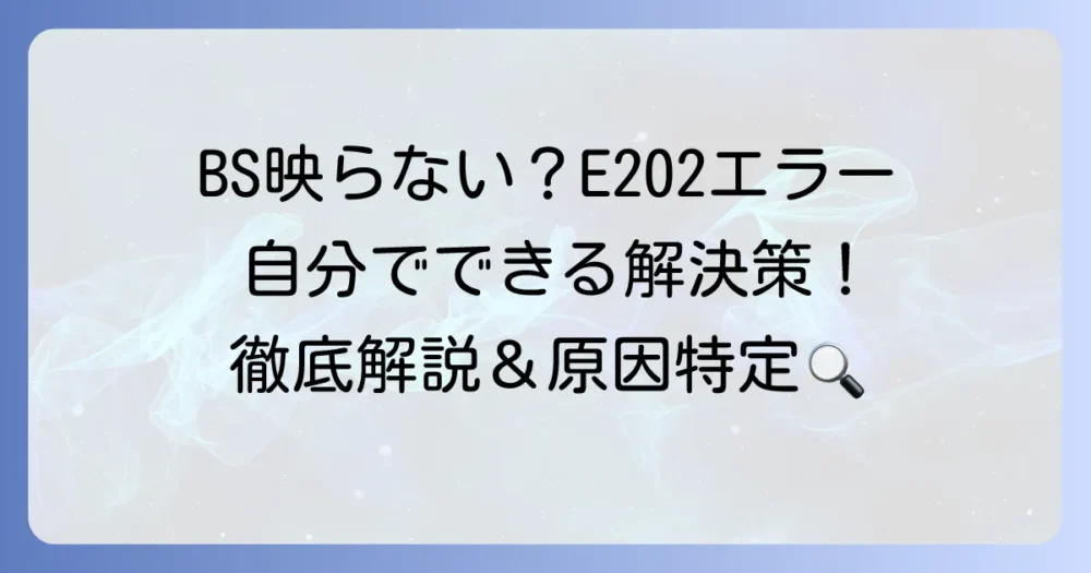 BSが映らないのに地デジは映るE202エラーを解決！自分でできる対処法と原因を徹底解説