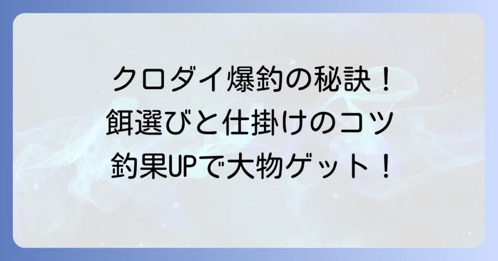 クロダイが絶対釣れる餌の選び方と釣果アップのコツ