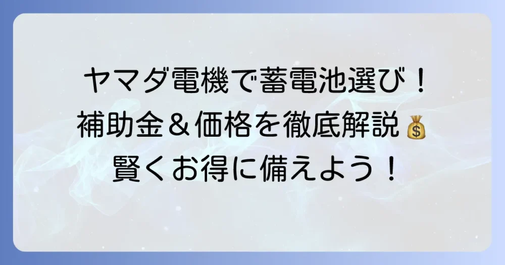 家庭用蓄電池の価格をヤマダ電機で賢く選ぶ！補助金と設置費用を徹底解説