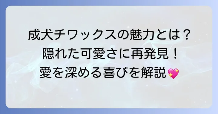 チワックス成犬の隠れた魅力と愛を深める喜び