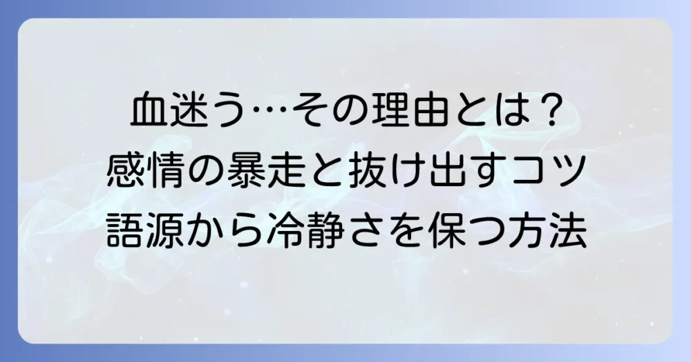 血迷う意味を徹底解説！語源から使い方、冷静さを保つコツまで