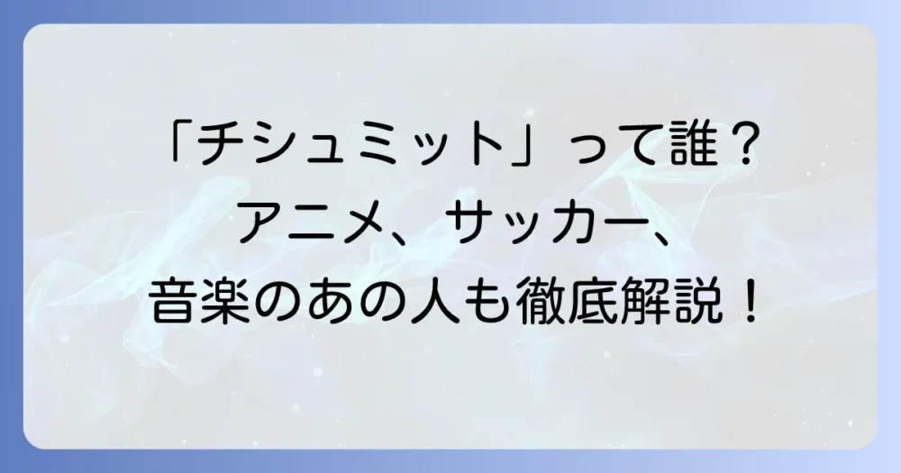 「チシュミット」は誰？アニメの登場人物からサッカー選手まで徹底解説