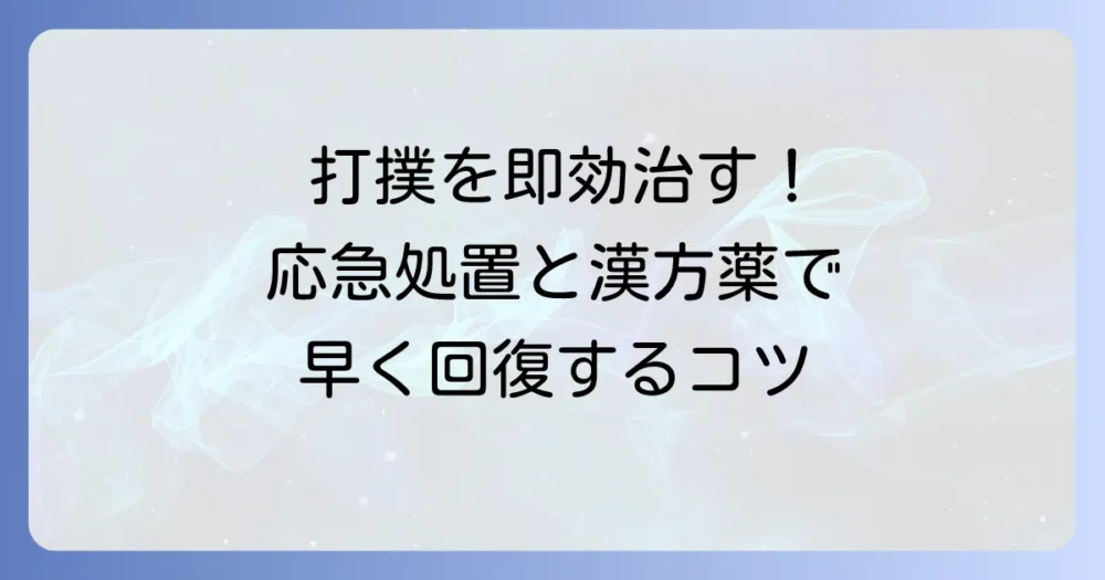打撲をすぐに治す即効性のある対処法と早く治すコツ：漢方薬「治打撲一方」も解説