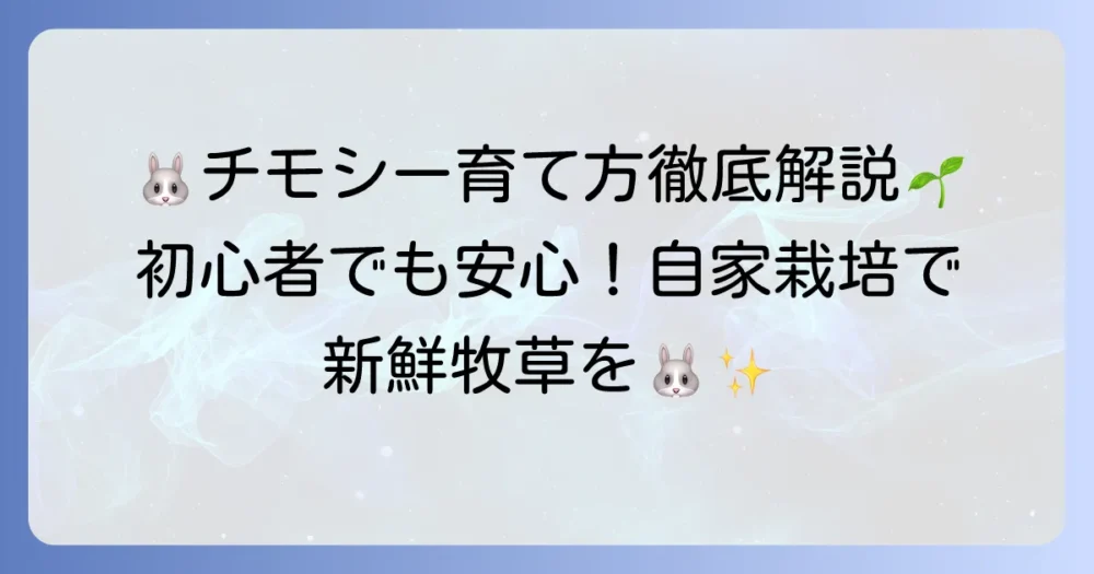 チモシーの育て方：徹底解説！初心者でも安心の栽培方法とコツ