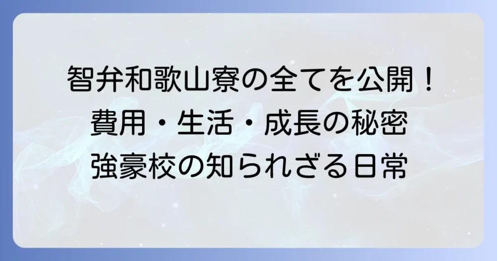 智弁和歌山野球部寮の全てを徹底解説！費用から生活まで