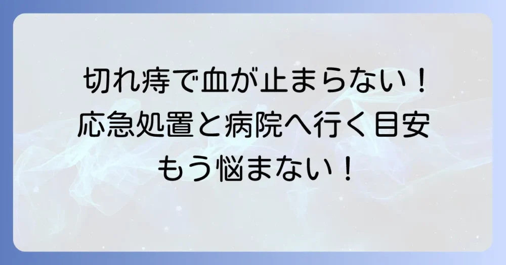 切れ痔で血が止まらない時の対処法と病院受診の目安