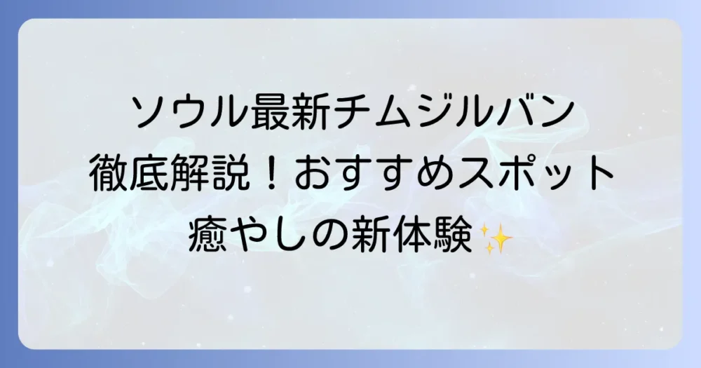 ソウルの最新チムジルバンを徹底解説！新しい体験と癒しのおすすめスポット