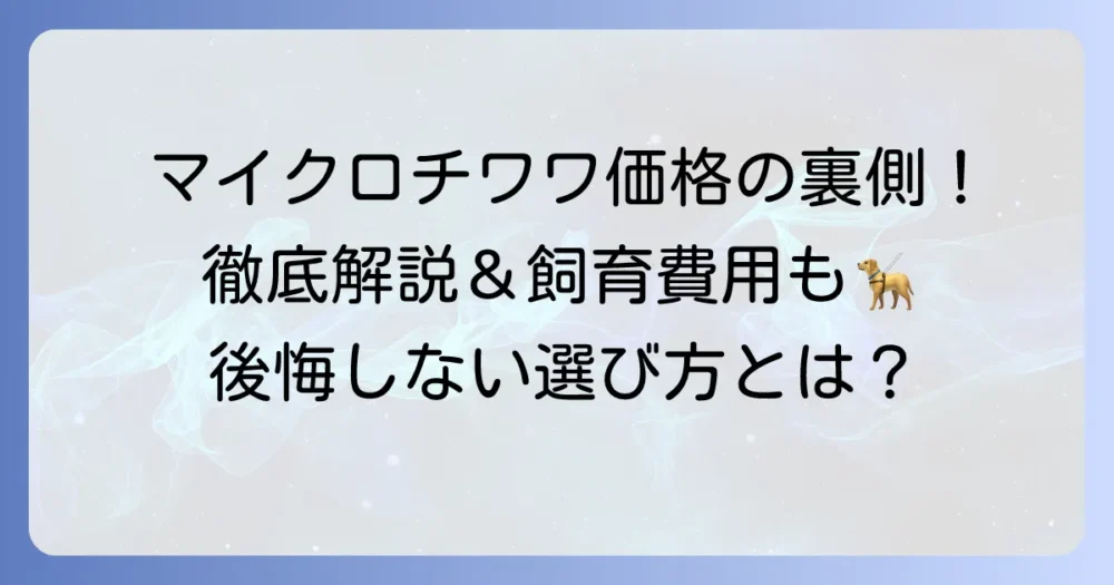 マイクロチワワの値段相場と飼育費用を徹底解説！購入前に知るべき注意点