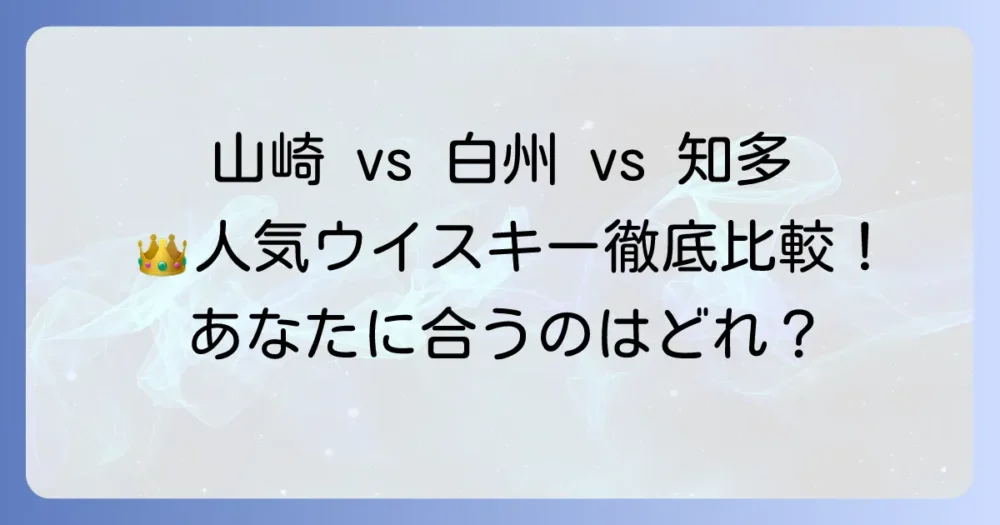 山崎・白州・知多をランク付け！それぞれの魅力と選び方を比較解説
