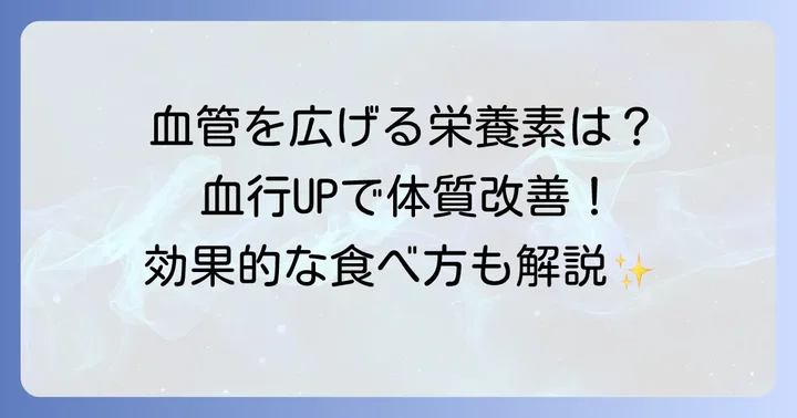 血行を良くする食べ物の選び方と栄養素の働き