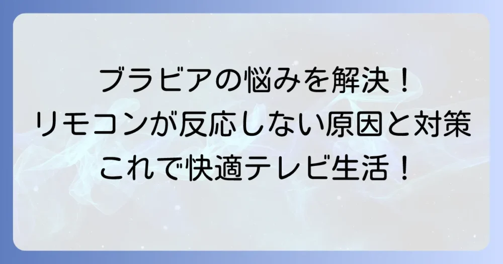ブラビアリモコンが反応しない時の原因と解決策を徹底解説