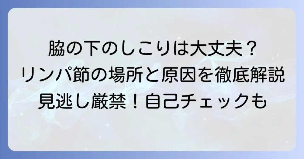 腋窩リンパ節はどこにある？場所と役割、腫れた時の対処法を徹底解説
