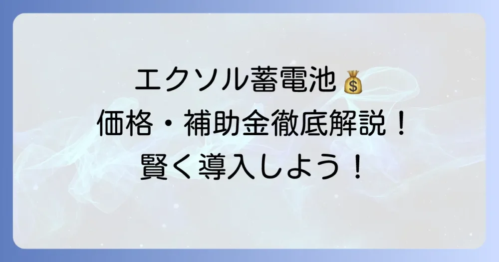エクソル蓄電池の価格と導入費用を徹底解説！補助金活用で賢く導入する方法